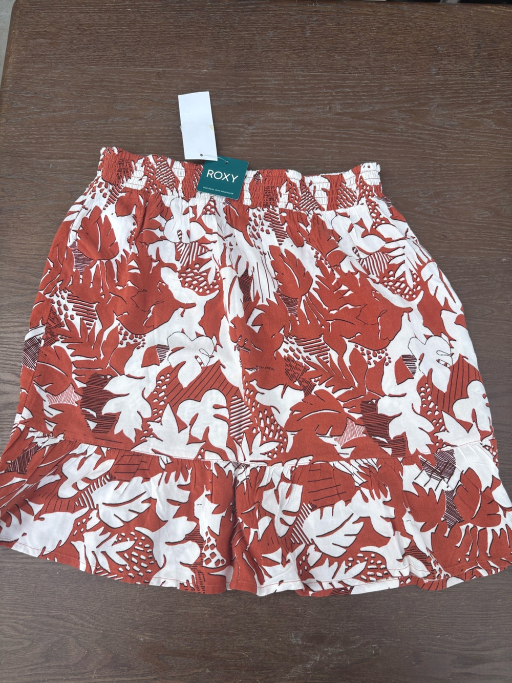Roxy White and Rust Botanical Print Shorts